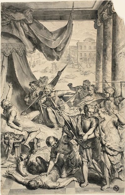 Estudo para Simeão e Levi matam os siquemitas, de Figures de la Bible de Gerard Hoet I