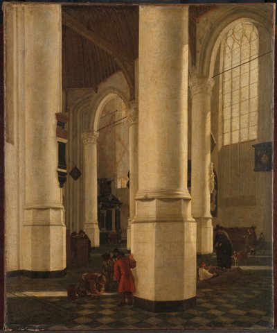 Interior do Oude Kerk em Delft, com o túmulo do vice-almirante Pieter Pietersz Heijn de Gerard Houckgeest (attributed to)