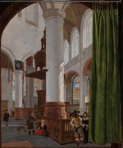 Interior do Oude Kerk em Delft Interior do Oude Kerk em Delft, com uma cortina Trompe-l