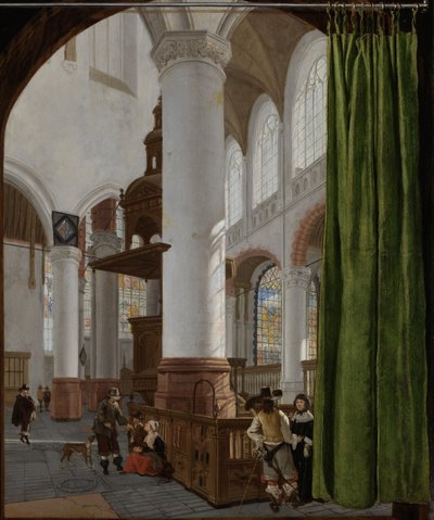 Interior da Igreja Velha em Delft, 1654 de Gerard Houckgeest