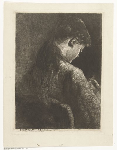 Garota sentada, vista de costas de Gerard Jan Bos