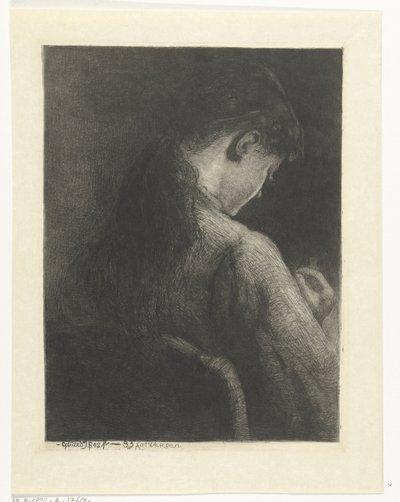Garota sentada, vista de costas de Gerard Jan Bos