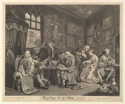 Casamento A-la-Mode, Placa I, 1 de abril de 1745. de Gerard Jean Baptiste Scotin