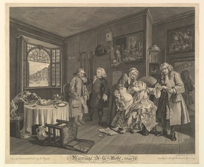 Casamento A-la-Mode, Placa VI, 1 de abril de 1745. de Gerard Jean Baptiste Scotin