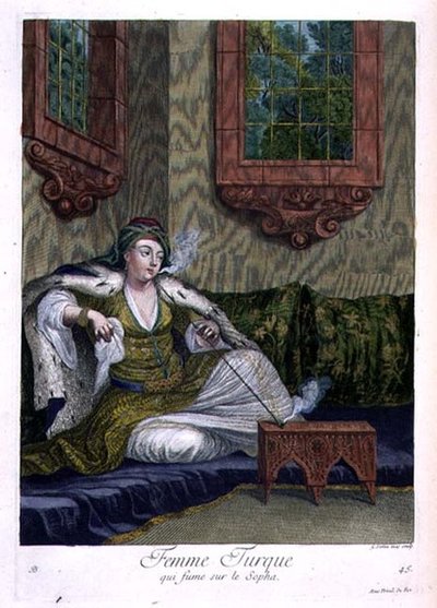 Mulher turca, fumando no sofá de Gerard Jean Baptiste Scotin