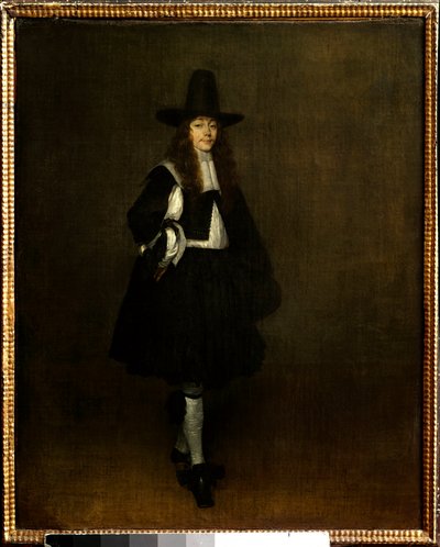 Retrato do Homem em Pintura Negra de Gerard Ter Borch (1617-1681) Sol do século XVII. 0,67x0,53 m Paris, musee du Louvre - Retrato de um homem de preto. Pintura de Gerard Ter Borch (1617-1681) de Gerard ter Borch