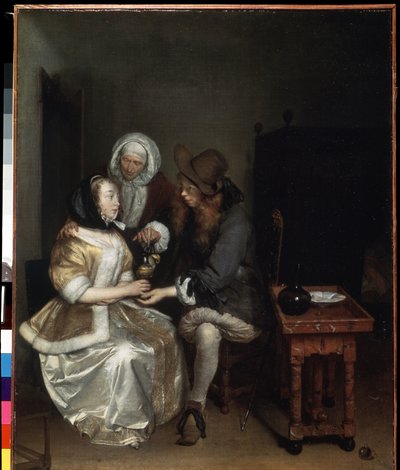 Um copo de limonada. Pintura de Gerard Ter Borch o mais novo (1617-1681). Óleo sobre tela, 67 x 54 cm, ca. 1660. Arte holandesa, arte barroca. Museu Hermitage, São Petersburgo. de Gerard Terborch