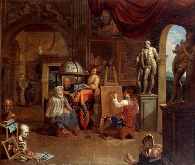 Cena do estúdio do artista, 1680-1720. de Gerard Thomas