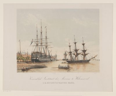 Corveta Z.M. Urania e navio da linha Z.M. Kortenaert Instituto Real da Marinha em Willemsoord e navio de instrução H.M. Urania (título do objeto) de Gerard Voorduin