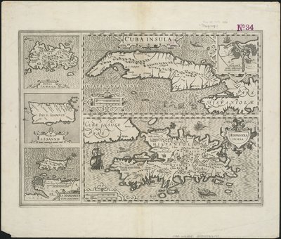 Ilha de Cuba; Ilha de Hispaniola, gravada por Hendrik Hondius, 1633 de Gerard after Mercator