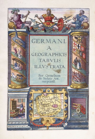 Página de título para a parte 2, "tabelas geográficas da Alemanha ilustram", 1593 de Gerard de Jode