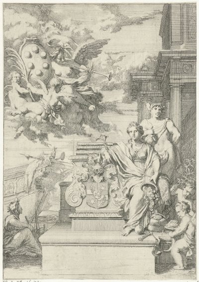 Alegoria do comércio e brasão de armas da família De Medici de Gerard de Lairesse