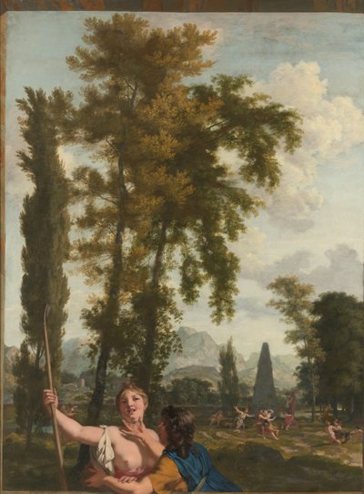 Paisagem italiana com pastor e pastora Decoração para um quarto na casa de Jacob de Flines em Amsterdã (título da série) de Gerard de Lairesse