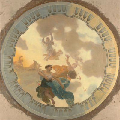 Parte (parte do meio) de uma pintura de teto com Diana e seus companheiros como a representação principal de Gerard de Lairesse