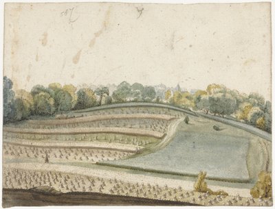 Panorama de um campo de trigo ondulado visto de cima de Gerard ter Borch (I)