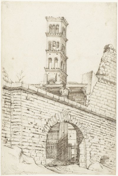 Templo de Marte Ultor e o Arco Pantani no Fórum de Augusto e a torre de San Basilio de Gerard ter Borch (I)