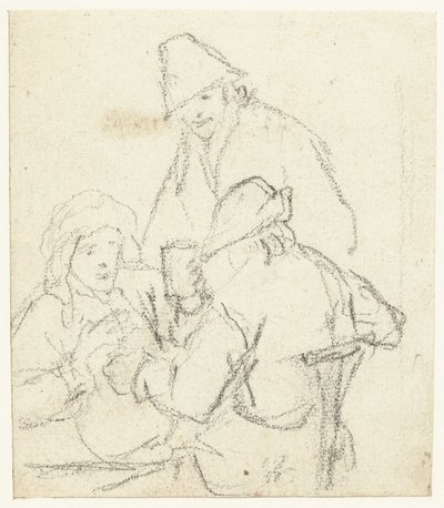 Três camponeses que bebem à volta de uma mesa de Gerard ter Borch (II) (possibly)