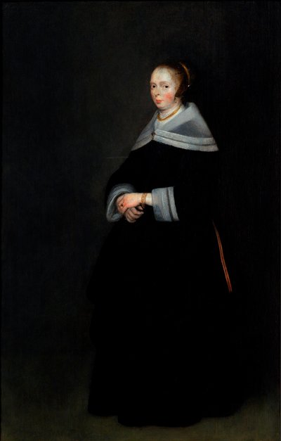Retrato de uma senhora (óleo sobre painel) de Gerard ter Borch or Terborch