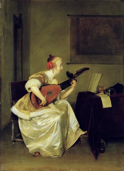 O jogador do alaúde, 1667-68 de Gerard ter Borch