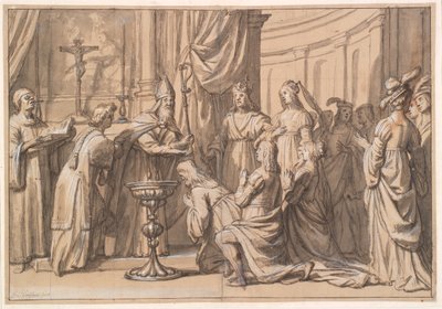 Harold Klak e sua família são batizados em Mainz de Gerard van Honthorst
