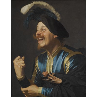 Músico risonho com um violino debaixo do braço de Gerard van Honthorst