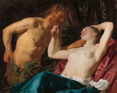 Sátiro e ninfa de Gerard van Honthorst