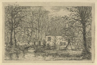Casa com ponte sobre fosso
O pavilhão de caça em haagsche bosch de Gerardus Emaus de Micault