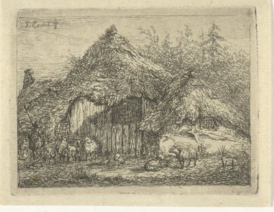 Pastor na cabana de plaggen
O rebanho de ovelhas de Gerardus Emaus de Micault