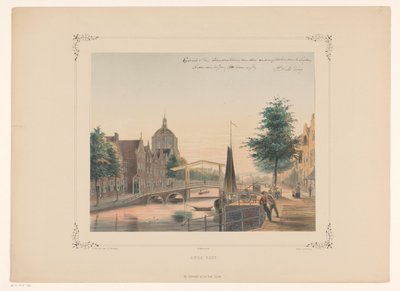 Vista do Oude Vest em Leiden Old Vest (título no objeto) de Gerardus Johannes Bos