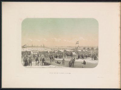 Entretenimento de gelo no Maas em Rotterdam, visto da fortaleza, 1855 Vista da fortaleza no Maas (título no objeto) O entretenimento de gelo no Maas em Rotterdam em fevereiro de 1855, com legendas (título da série no objeto) de Gerardus Johannes Bos