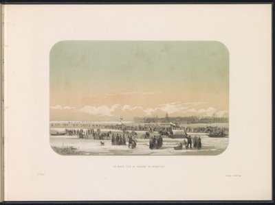 Entretenimento no gelo no rio Maas em Roterdão, a fábrica em Feijenoord à distância, 1855
O rio Maas em frente à fábrica no Feijenoord (título sobre o objecto)
Entretenimento no rio Maas em Roterdão, em Fevereiro de 1855, com legendas (título da série so de Gerardus Johannes Bos