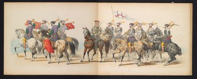 Máscara dos Estudantes de Leiden, 1855 (placa 6) Procissão fantasiada realizada pelos membros do corpo estudantil de Leiden em 12 de junho de 1855, em comemoração aos 280 anos da Leidsche Hoogeschool, representando a entrada de Carlos V na de Gerardus Johannes Bos