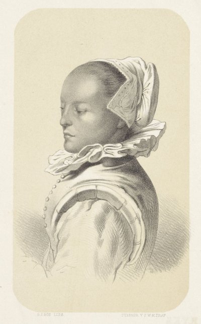 Mulher com gorro e gola branca de Gerardus Johannes Bos