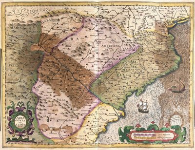 Aragão e Catalunha, Espanha (gravura de Gerardus Mercator
