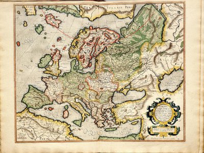Meditações sobre o fabricante do mundo e Fabricati Fugura Mapa da Bélgica, Europa: Livonia, Rússia, de Gerardus Mercator
