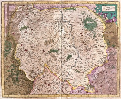 Baviera e o rio Danúbio, Alemanha (gravura de Gerardus Mercator