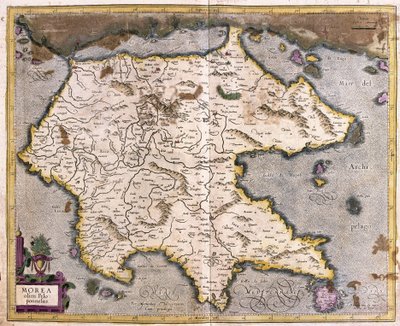 Grécia e Peloponeso (gravura de Gerardus Mercator