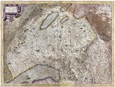 Nordeste de Genebra, Suíça (gravura de Gerardus Mercator