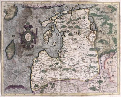 Região norte do Báltico, Riga, Letónia (gravura de Gerardus Mercator