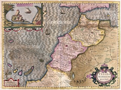 Noroeste de África com as Canárias (gravura de Gerardus Mercator