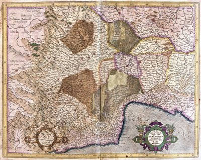 Piemond, Génova e Montserrat (gravura de Gerardus Mercator