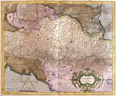 Romagna com Parma, Itália (gravura de Gerardus Mercator