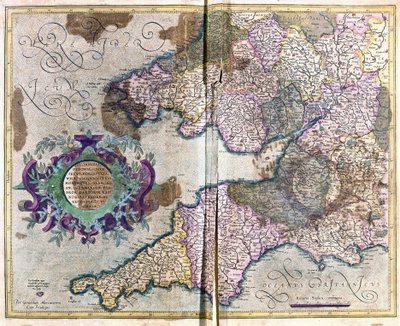 Sudoeste da Inglaterra (gravura de Gerardus Mercator