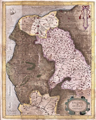 A costa de Berck a Gravelines, Bélgica (gravura de Gerardus Mercator