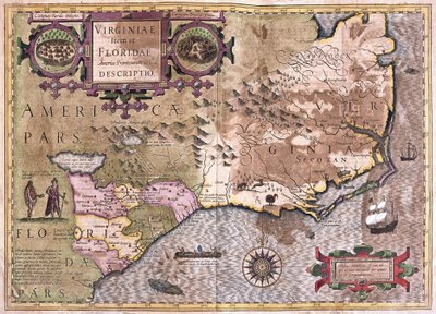 Virgínia e Flórida (gravura de Gerardus Mercator