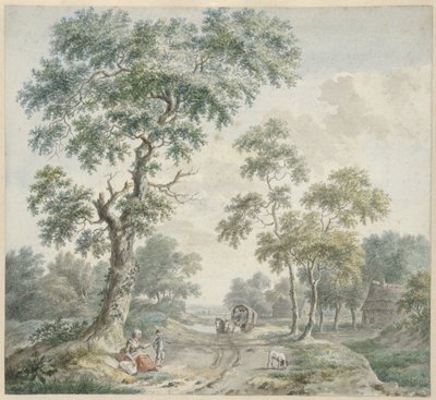 Boszoom com quintas e um caminho de areia de Gerardus Wieringa