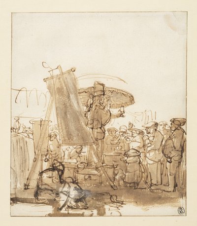 Um charlatão a dirigir-se a uma multidão, c. 1637 de Gerbrandt van den Eeckhout