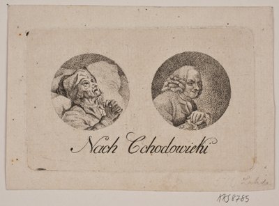Folha com dois retratos de tondo de Gerhard Ludvig Lahde