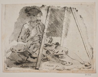 Um pintor (Juel) em seu cavalete de Gerhard Ludvig Lahde