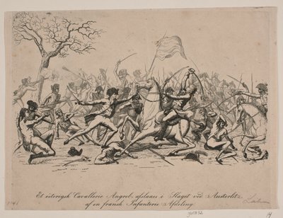 Uma carga de cavalaria austríaca de bloqueio na Batalha de Austerlitz de Gerhard Ludvig Lahde